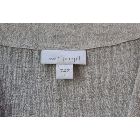 J. Jill 100% Linen Tunic Duster Sleeveless Vest Tan Women's Size Large H14872 - Picture 5 of 11